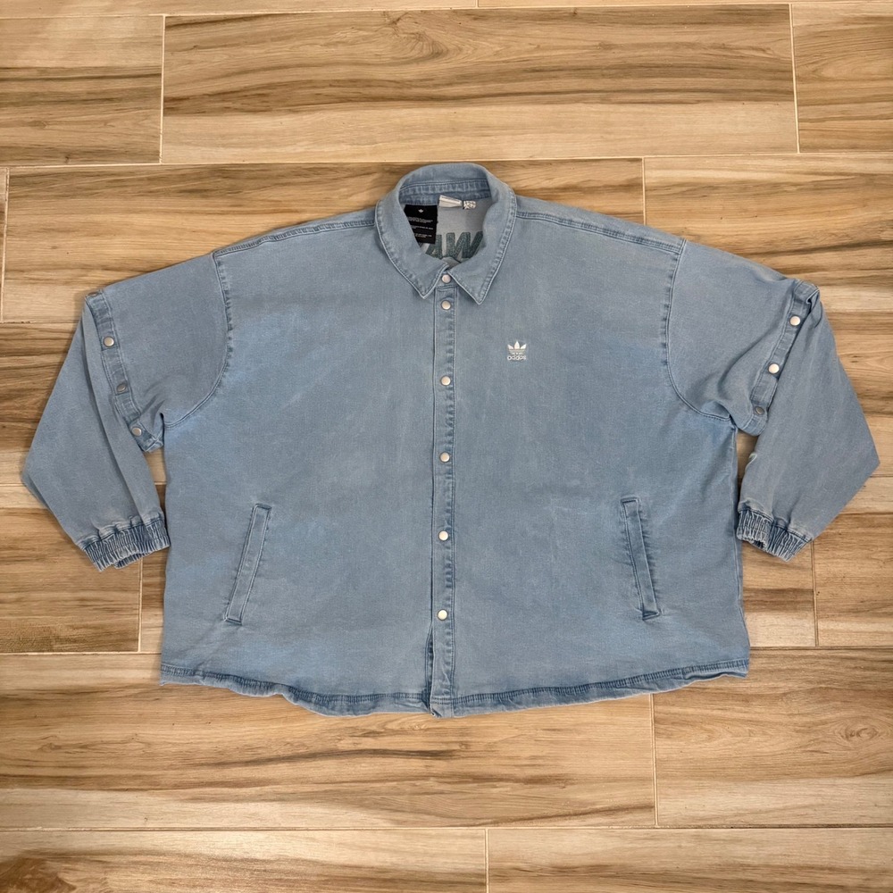 Adidas Originals Always Original Denim Snap Jacket Light Wash Blue 4X HF2022